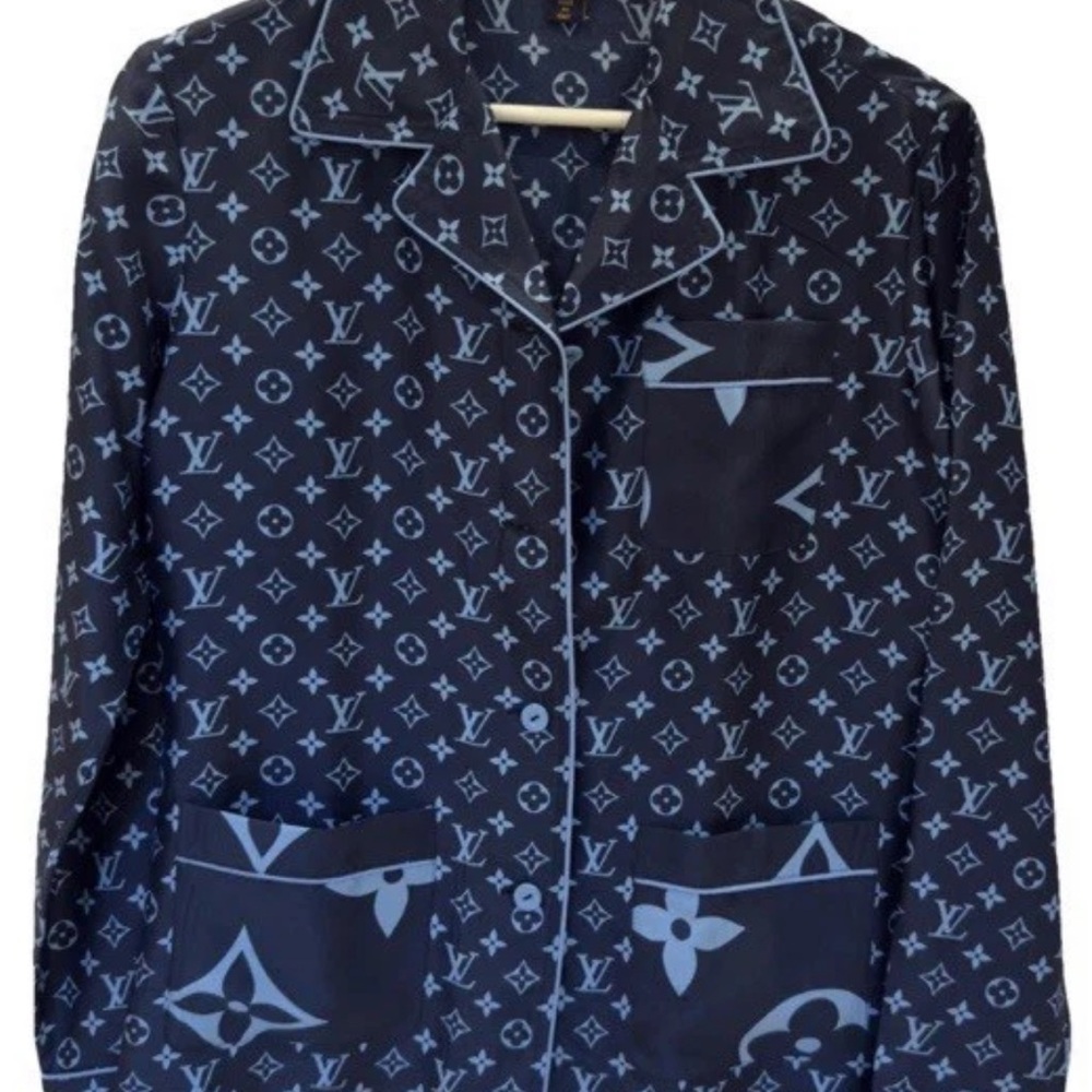 Louis Vuitton Blue Monogram Button Down Shirt